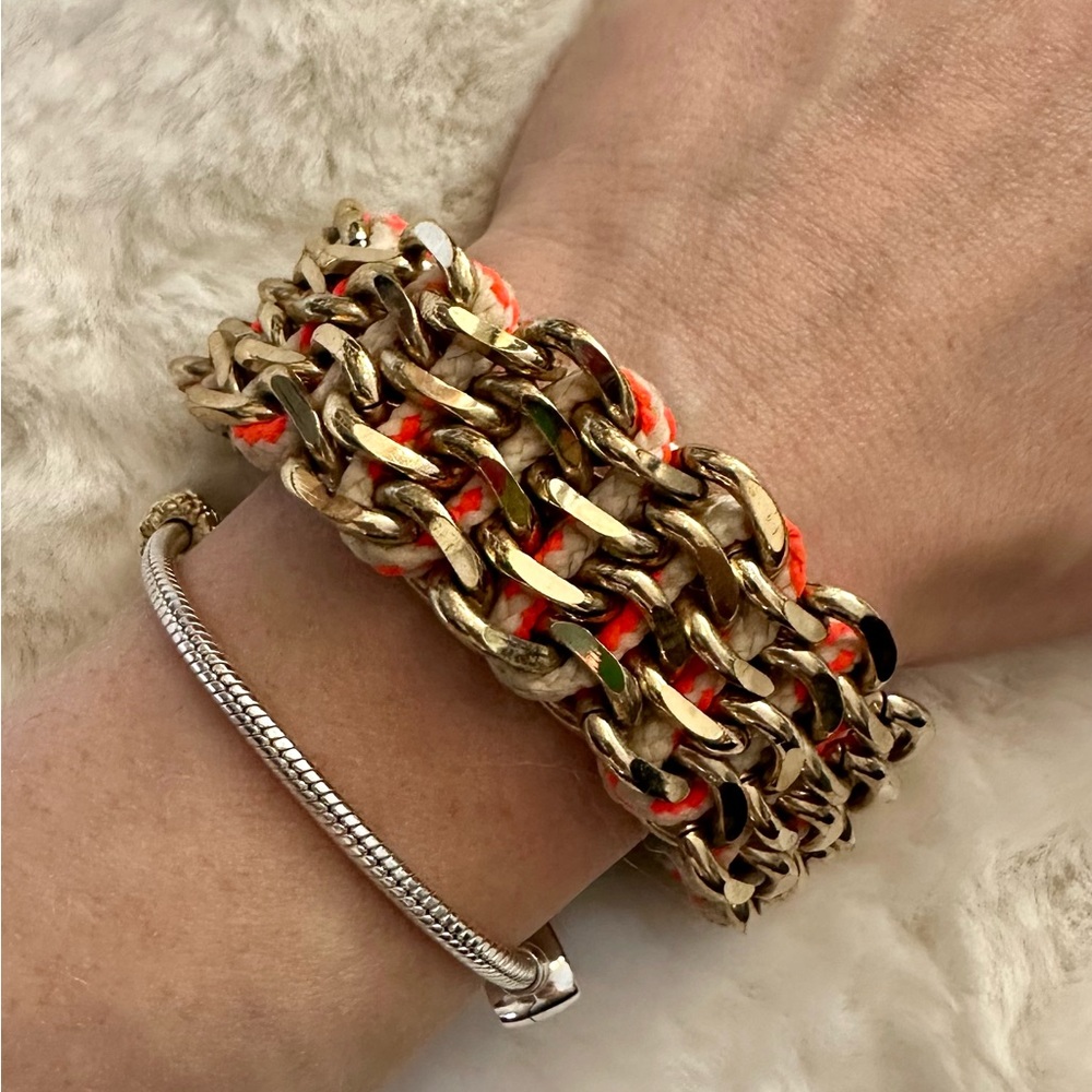 Chunky Gold Chain Bracelet with neon accent
